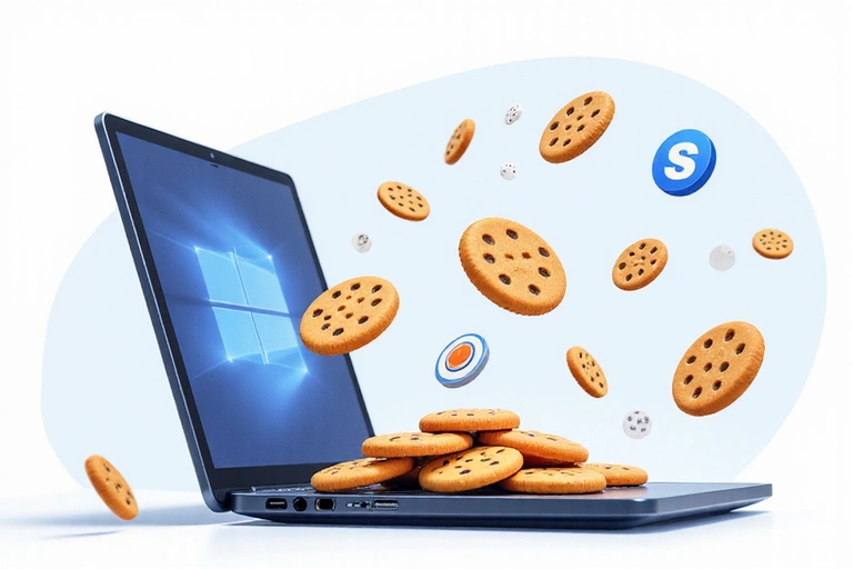 Illustration of various cookies on a digital device screen