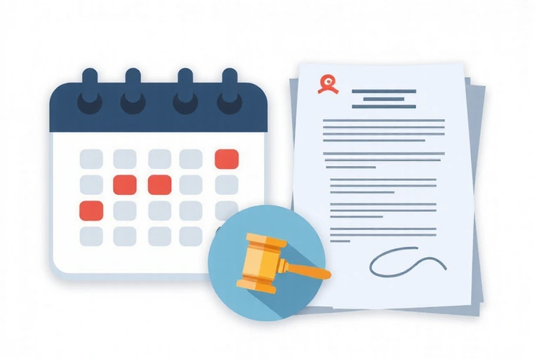 Illustration of a calendar with highlighted dates and a legal document, symbolizing policy updates