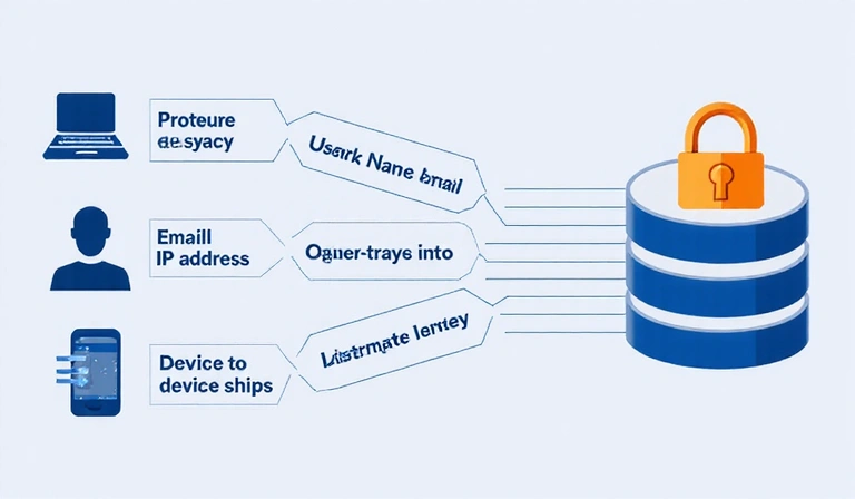 Diagram illustrating data collection process with user data flowing into a secure database.