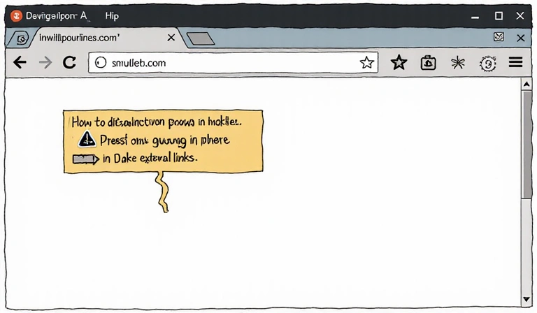 Web browser window with multiple tabs open, one leading to a disclaimer about external links.