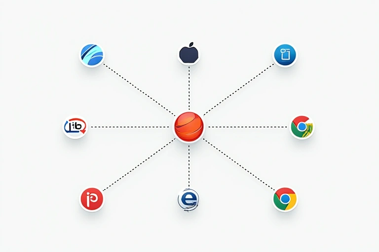 Mga icon ng iba't ibang website na magkakaugnay