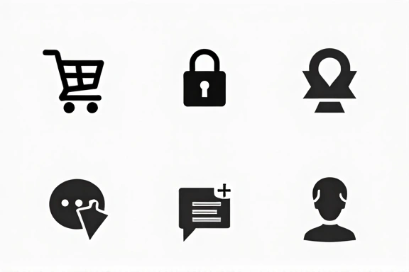 Mga digital na icon na kumakatawan sa online shopping at seguridad